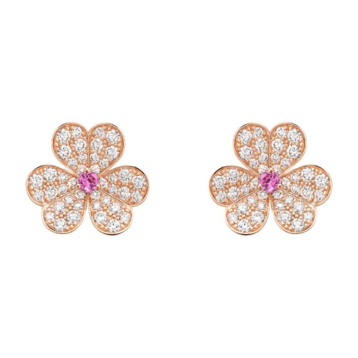 【Valeron Jewelry】FRIVOLE PINK GOLD FLOWER DIAMOND EARRINGS - Image 1
