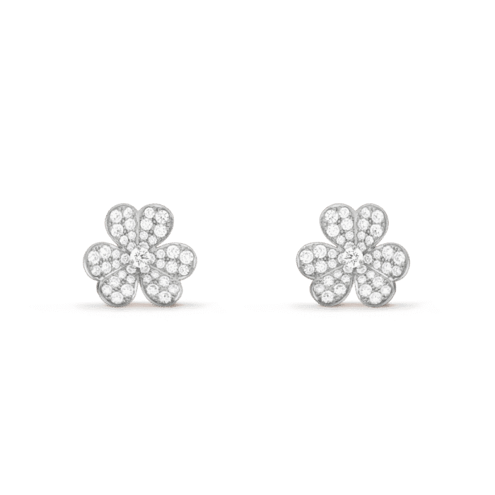 【Valeron Jewelry】FRIVOLE SILVER FLOWER DIAMOND EARRINGS - Image 1