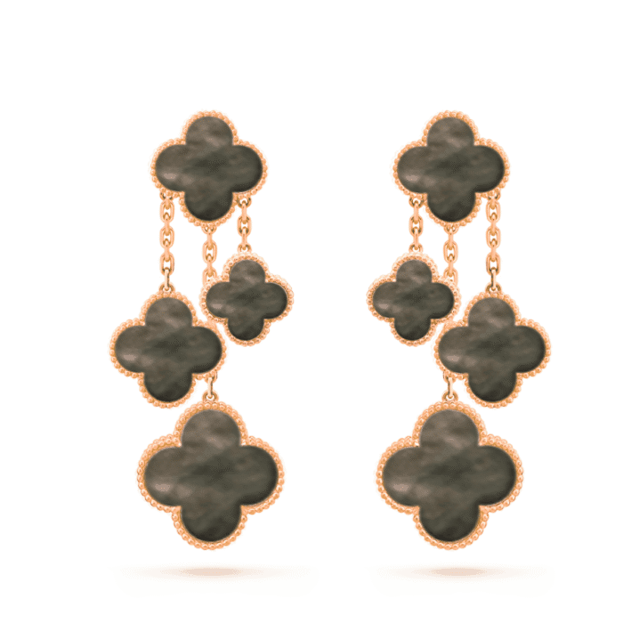 【Valeron Jewelry】CLOVER EARRINGS DARK MOP 4 MOTIFS ROSE GOLD - Image 1