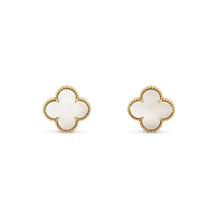 【Valeron Jewelry】CLOVER MEDIUM 1 MOTIFS  WHITE MOP STUD EARRINGS - Image 2
