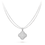 【Valeron Jewelry】CLOVER 25MM SILVER FULL DIAMOND BIG CLOVER NECKLACE