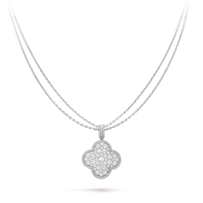 【Valeron Jewelry】CLOVER 25MM SILVER FULL DIAMOND BIG CLOVER NECKLACE - Image 1