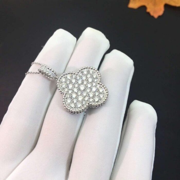 【Valeron Jewelry】CLOVER 25MM SILVER FULL DIAMOND BIG CLOVER NECKLACE - Image 3