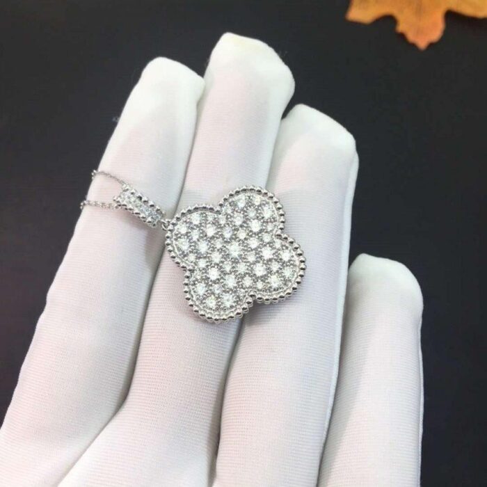 【Valeron Jewelry】CLOVER 25MM SILVER FULL DIAMOND BIG CLOVER NECKLACE - Image 4