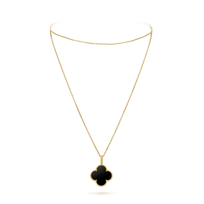 【Valeron Jewelry】CLOVER 25MM GOLD ONYX BIG CLOVER NECKLACE - Image 2