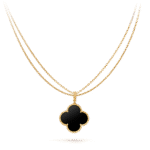 【Valeron Jewelry】CLOVER 25MM GOLD ONYX BIG CLOVER NECKLACE