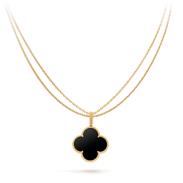 【Valeron Jewelry】CLOVER 25MM GOLD ONYX BIG CLOVER NECKLACE - Image 1