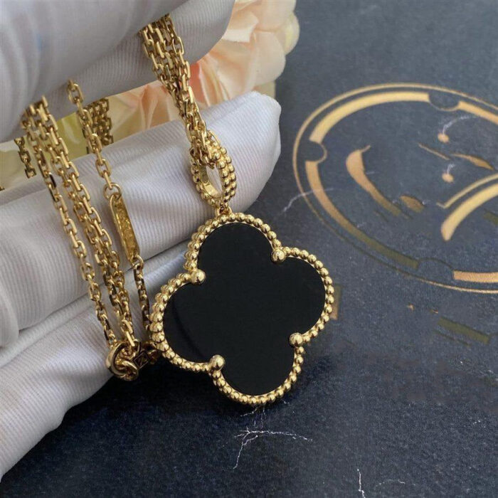 【Valeron Jewelry】CLOVER 25MM GOLD ONYX BIG CLOVER NECKLACE - Image 5