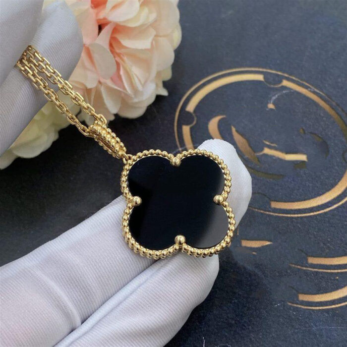 【Valeron Jewelry】CLOVER 25MM GOLD ONYX BIG CLOVER NECKLACE - Image 6