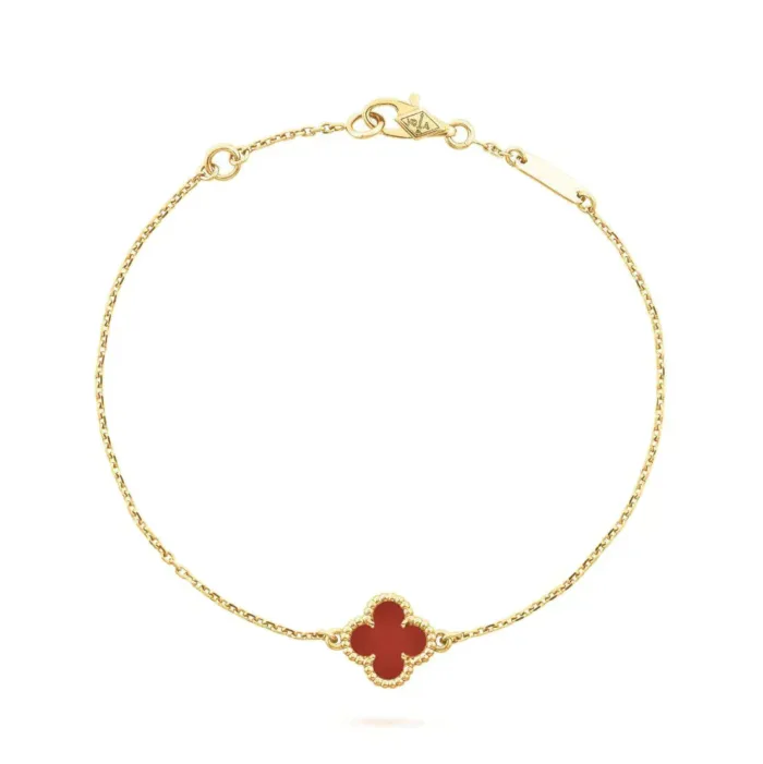 【Valleron Jewelry】CLOVER  CARNELIAN SINGLE FLOWER BRACELET - Image 1