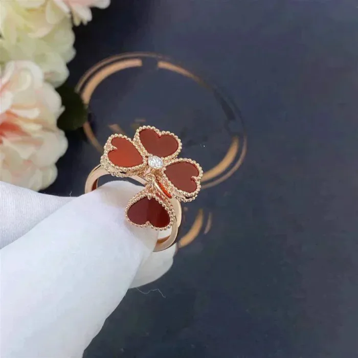 【Valeron Jewelry】SWEET CLOVER CARNELIAN RING - Image 3
