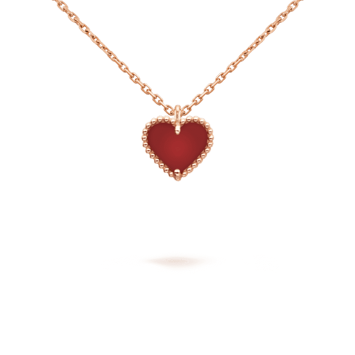 【Valeron Jewelry】SWEET CLOVER CARNELIAN HEART NECKLACE - Image 1