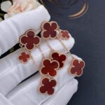 【Valeron Jewelry】CLOVER EARRINGS CARNELIAN 4 MOTIFS PINK GOLD - Image 2