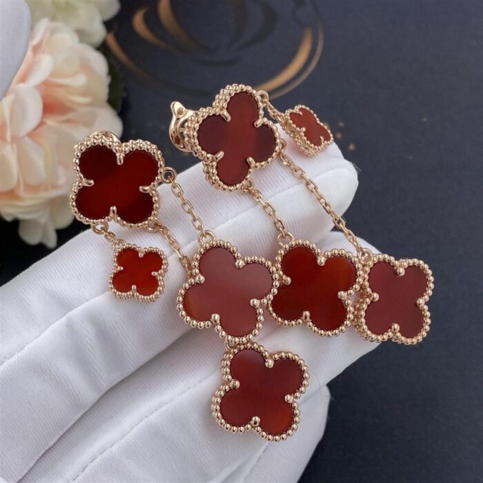 【Valeron Jewelry】CLOVER EARRINGS CARNELIAN 4 MOTIFS PINK GOLD - Image 3
