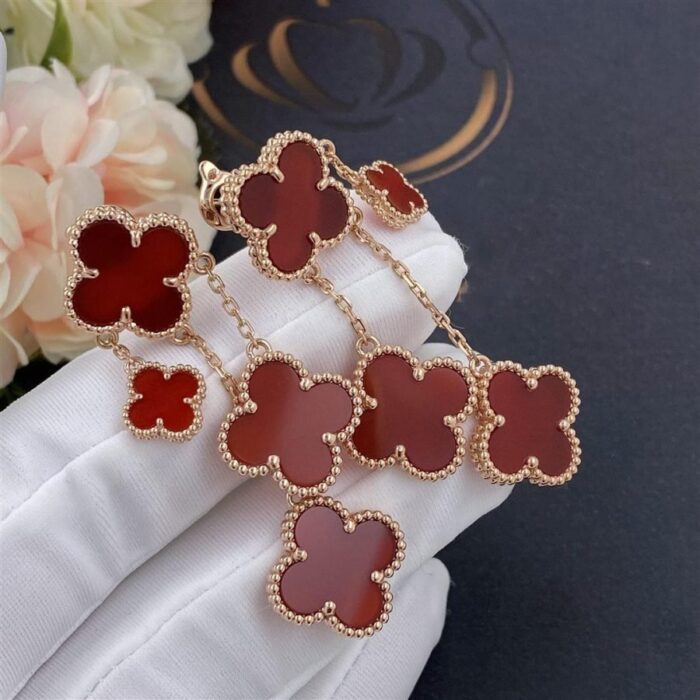 【Valeron Jewelry】CLOVER EARRINGS CARNELIAN 4 MOTIFS PINK GOLD - Image 5
