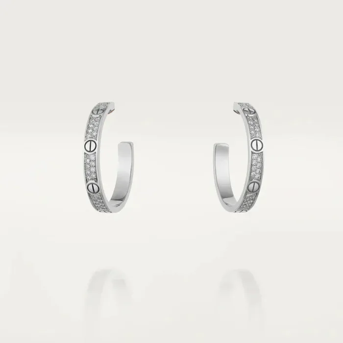 【Valeron Jewelry】LOVE DIAMOND SILVER HOOP EARRINGS - Image 1