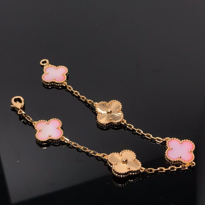 【Valleron Jewelry】CLOVER BRACELET 5 MOTIF PINK AND PINK GOLD - Image 2
