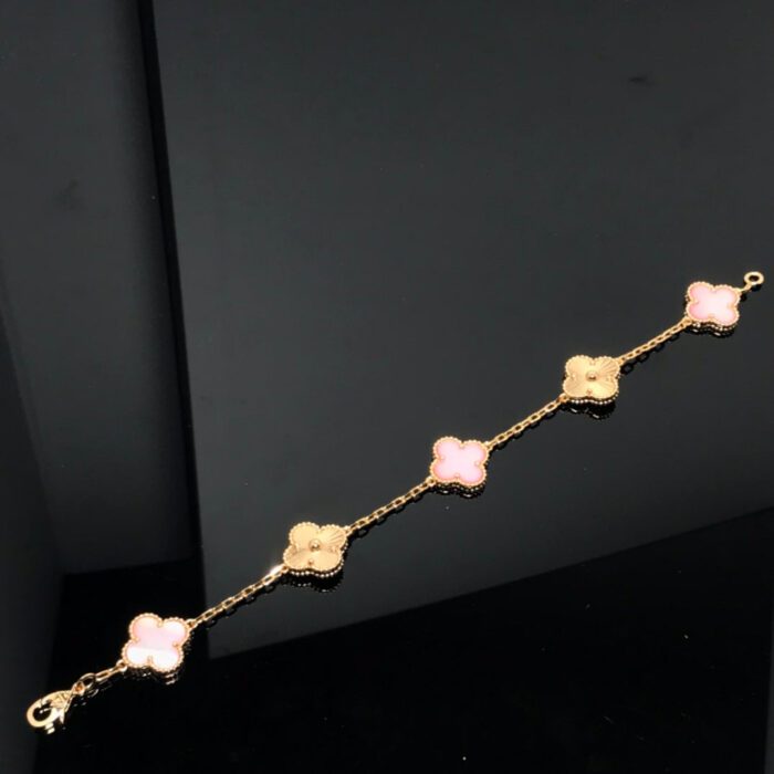 【Valleron Jewelry】CLOVER BRACELET 5 MOTIF PINK AND PINK GOLD - Image 3
