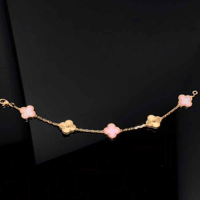 【Valleron Jewelry】CLOVER BRACELET 5 MOTIF PINK AND PINK GOLD - Image 4