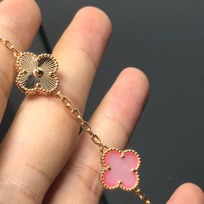 【Valleron Jewelry】CLOVER BRACELET 5 MOTIF PINK AND PINK GOLD - Image 5