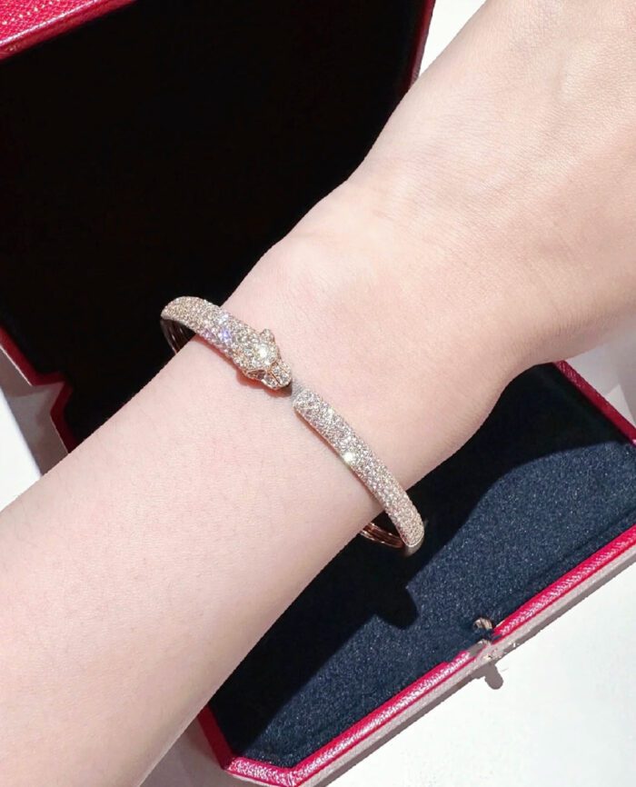 【Valleron Jewelry】PANTHERE FULL DIAMOND OPEN BRACELET - Image 9
