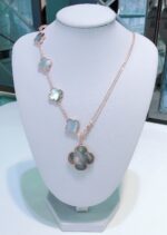 【Valeron Jewelry】COMBINED BRACELET 5 MOTIFS AND NECKLACE DARK MOP ROSE GOLD