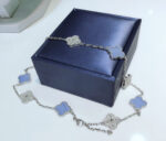 【Valeron Jewelry】CLOVER 10 MOTIFS CHALCEDONY DIAMONDS SILVER NECKLACE - Image 4