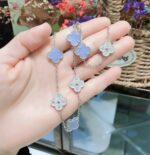 【Valeron Jewelry】CLOVER 10 MOTIFS CHALCEDONY DIAMONDS SILVER NECKLACE - Image 6