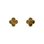 【Valeron Jewelry】CLOVER MEDIUM 1 MOTIFS TIGER EYE EARRINGS - Image 2