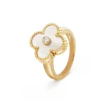 【Valeron Jewelry】CLOVER PINK MOP RING GOLD DIAMOND - Image 3