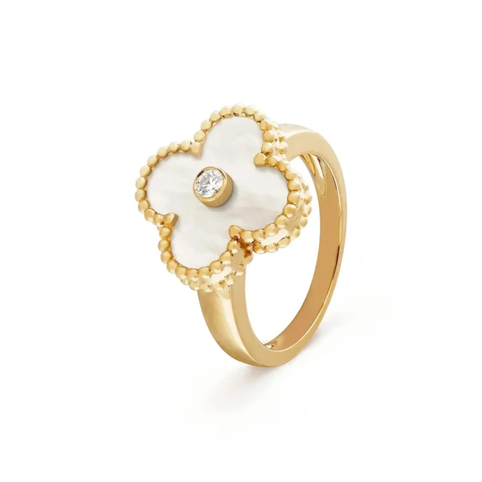 【Valeron Jewelry】CLOVER PINK MOP RING GOLD DIAMOND - Image 3