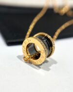 【Valerone Jewelry】ZERO 1 BLACK CERAMIC DIAMOND PINK GOLD NECKLACE - Image 2